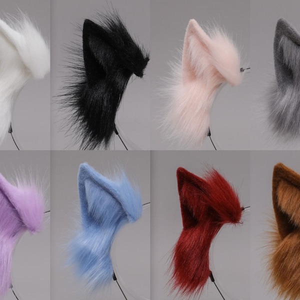 Cat ears headband set,cat ear headband,cat tail,headband and tail set , cosplay ear,kittenplay petplay furry cat ears