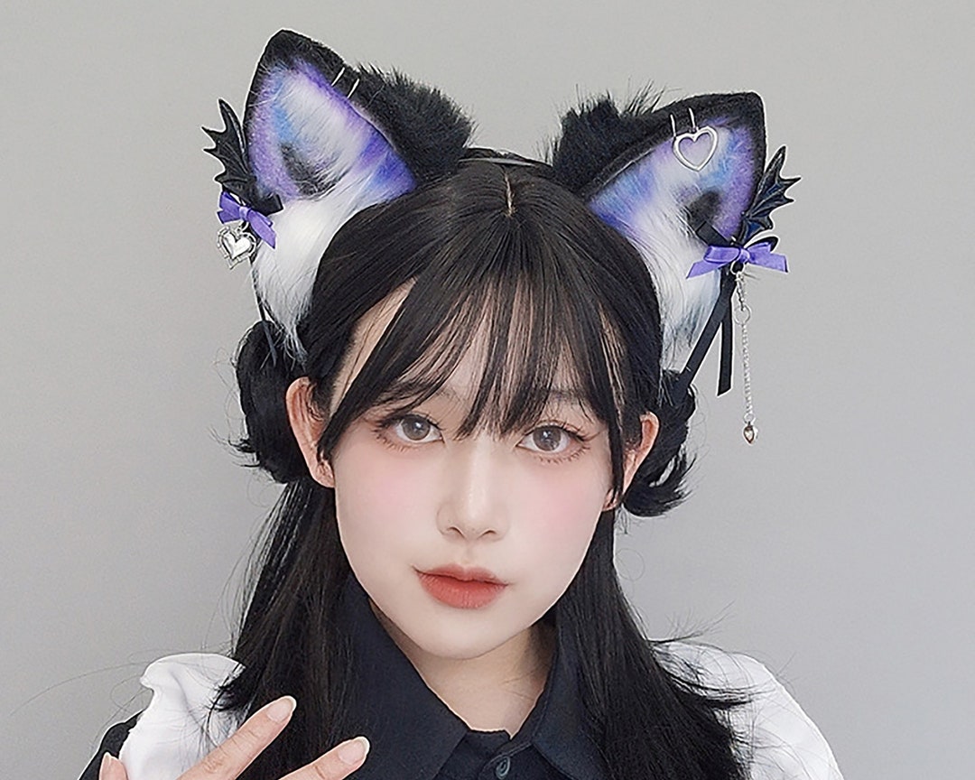 Gothic Cat Ears Cat Ears Halloween Cat Ears Purple Etsy