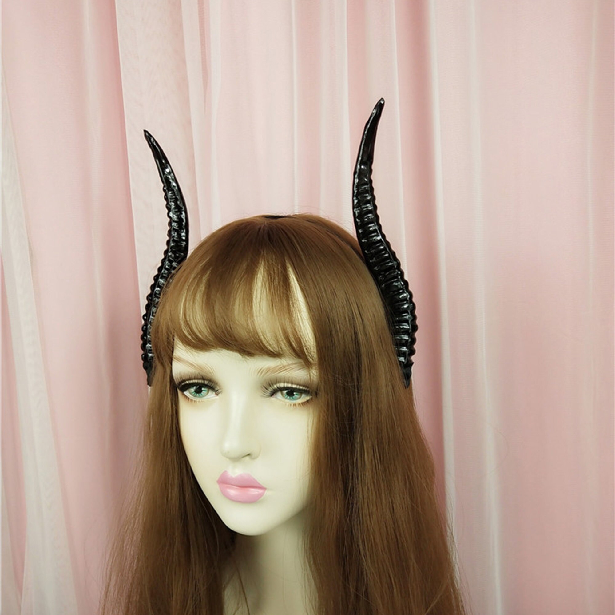 Gothic Hörner Set Mit Spitzen Halskette - Dämonen Kostüm Für Halloween Party