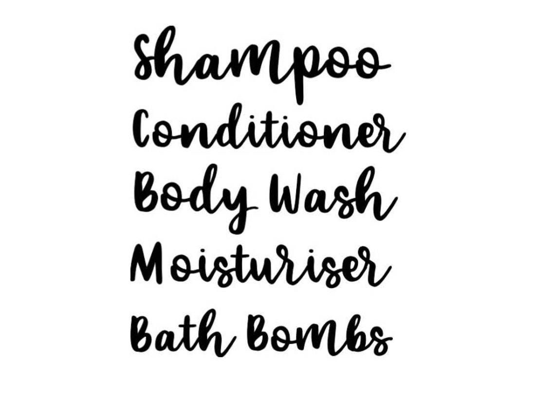 Shampoo / conditioner vinyl labels lovely font vinyl decal Etsy