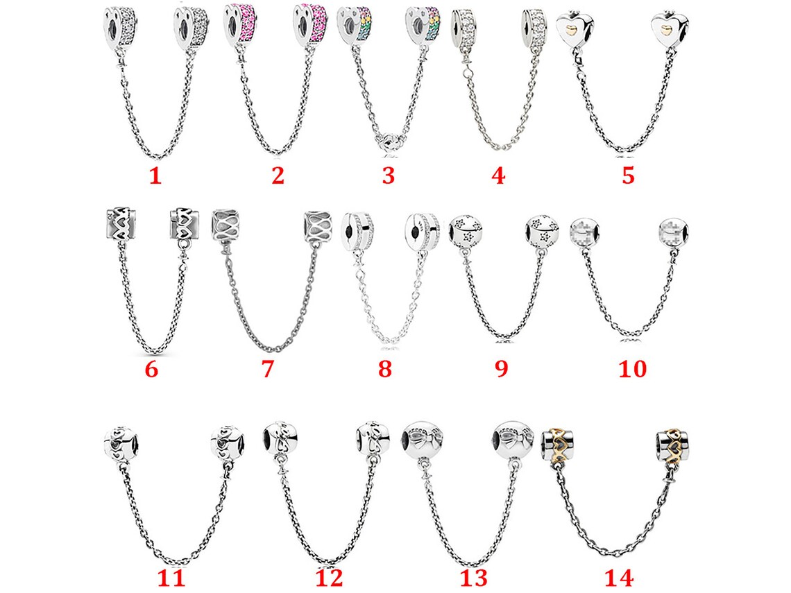 PANDORA ALE S925 Silver Safety Chain Charm Pandora CZ Safety Etsy