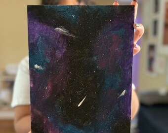 Cosmic Comet Dance - One-of-a-Kind Splatter Painting - Unique handmade only one made - Perfect Gift Idea