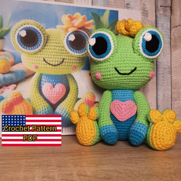 Crochet Pattern Frog Little frog Frogling Colorful frog