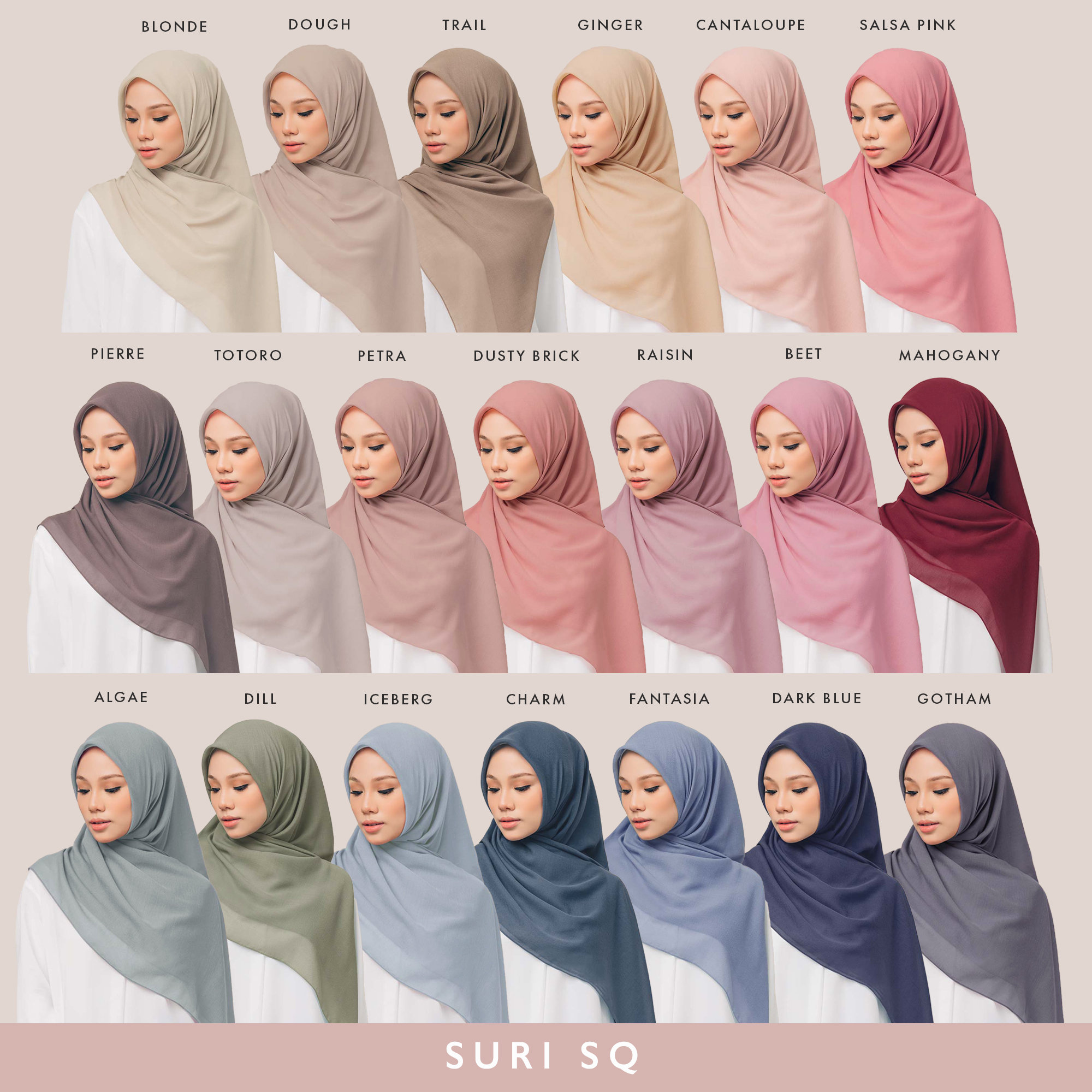 Bufanda Hijab de algodón malasio SURI Hijab cuadrado / Voile