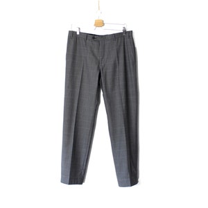 Men Grey Plaid Trousers Low Rise, Lightweight Wool Dress Pleated Pants, Vintage 90&#39;s Suit Trousers / Size Medium to Large W34