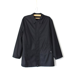 Men black duster overcoat raincoat, Vintage 00&#39;s minimalist trench coat jacket single breasted/ size Large