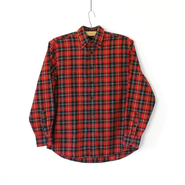 Men's Rick Armand Red & Black Flannel Plaid Shirt, Vintage 80's 90's Lumberjack Shirt, Tartan Long Sleeves Shirt