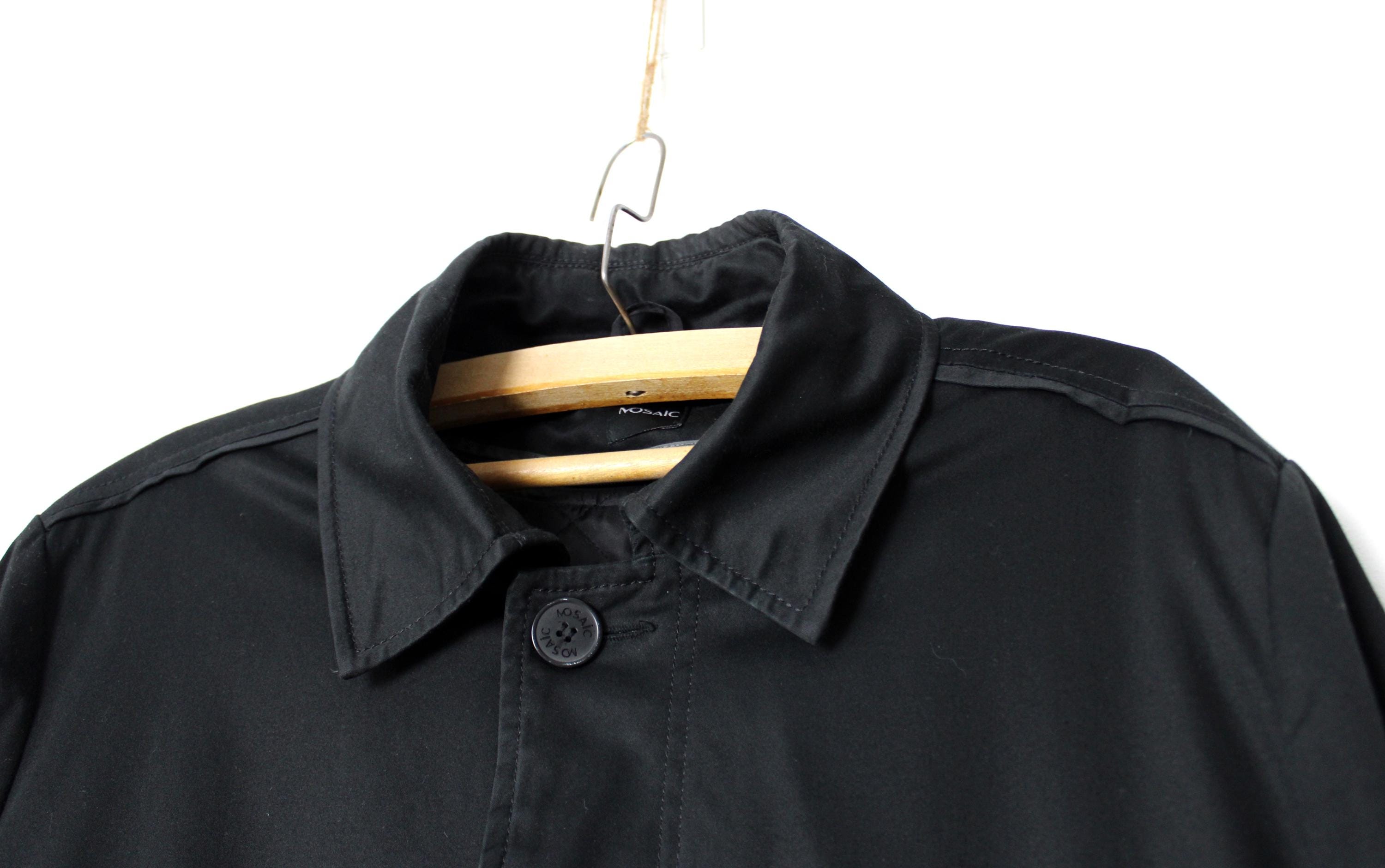 Black Lined Trench Coat, Vintage 90's 00's Single Breasted