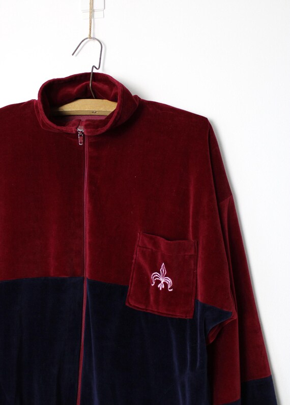 Vintage 90s Velvet Colorblock Track Jacket - Bordo & Navy Blue - Etsy