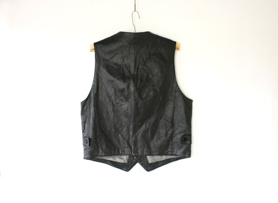 Vintage 80's 90's Men's Black Real Leather Vest W… - image 3