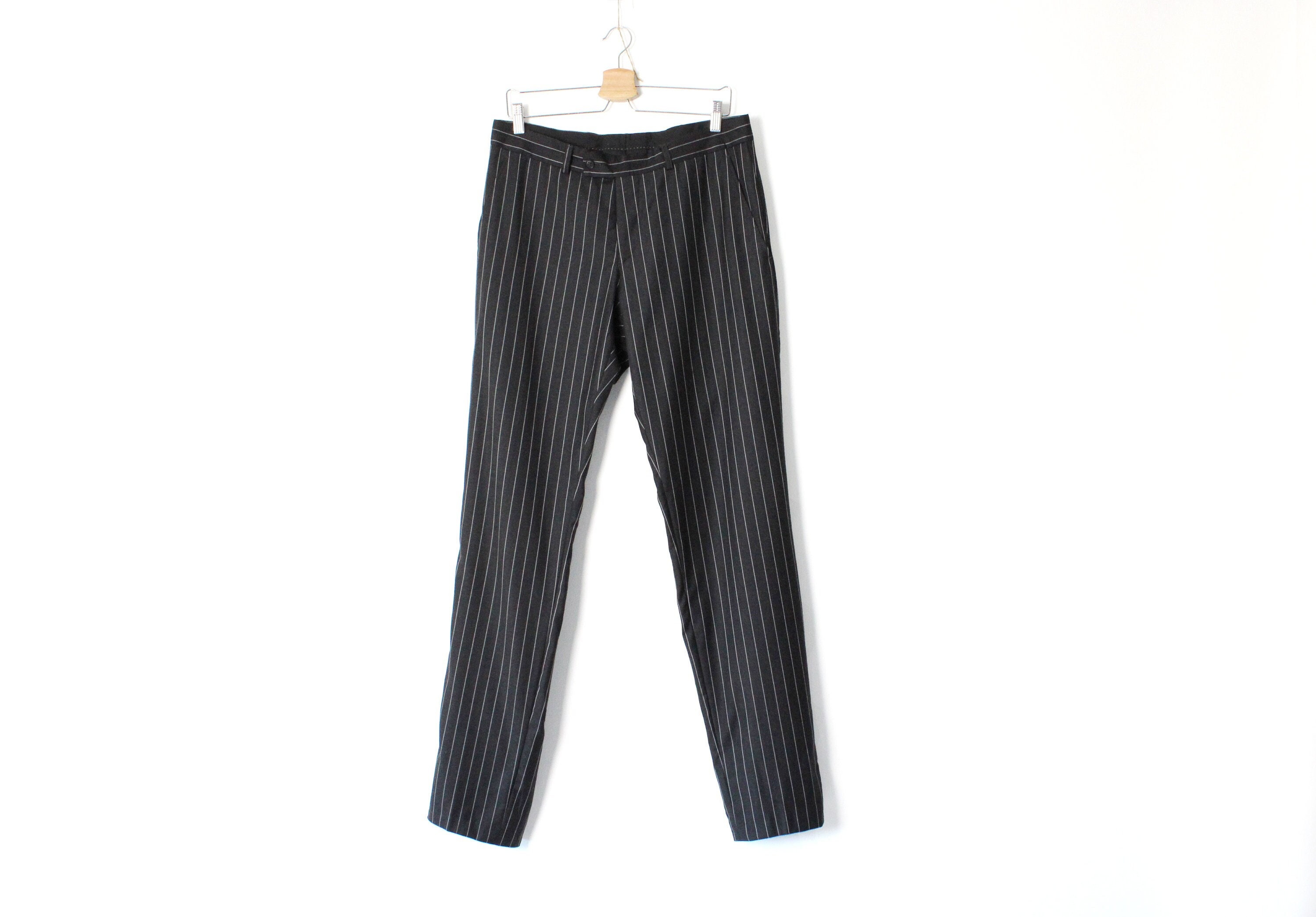 Pantalon large taille haute à rayures