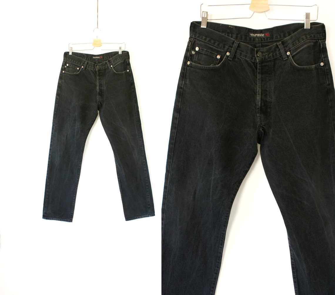 Men Grey Washed Jeans CAPSIZE Vintage 90's Faded Charcoal Etsy