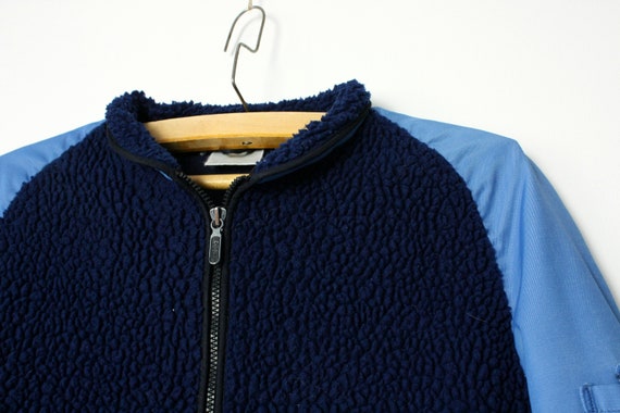 Blue fleece sherpa jacket, Vintage 70's 80's men … - image 4
