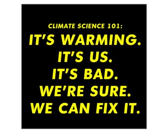 Adesivo quadrato "Crisi climatica: scienza 101" - Adesivo crisi climatica