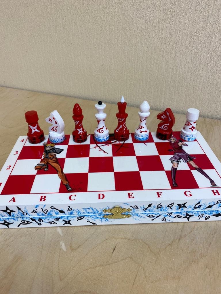Anime Fan Art. A Custom Made Wooden Hand Painted Chess Set. | Etsy