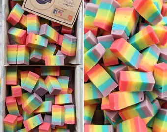 Rainbow Fudge Box, Homemade White Chocolate Fudge (300g). colourful bright tasty.