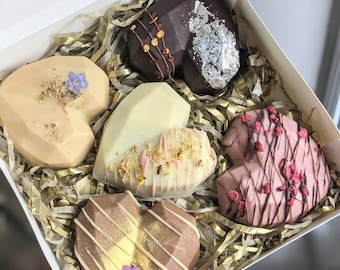 Fudge Filled Chocolate Hearts, His/hers Gift. Set of 5.