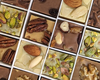 Homemade Chocolate Fudge Gift Box, Nutty Flavors for nut lovers.