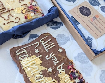 Personalised Floral Fudge Slab: Custom Message, Edible Gold