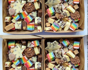 Homemade Fudge Mixed Box, 5+ Flavours, Many flavours, colourful.