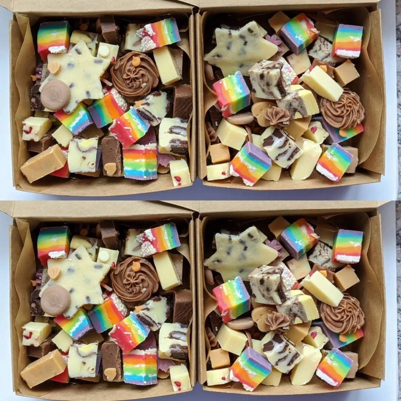 MIXED BOX of Homemade chocolate Fudge, Gift or Treat, 350g - 550g, 5+ flavours. Great gift, treat or sharebox.
