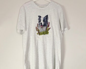Alfalfa men's short sleeve tshirt with border collie print, dog tshirt for pet lovers, border collie gift for dog lovers, gift for boyfriend