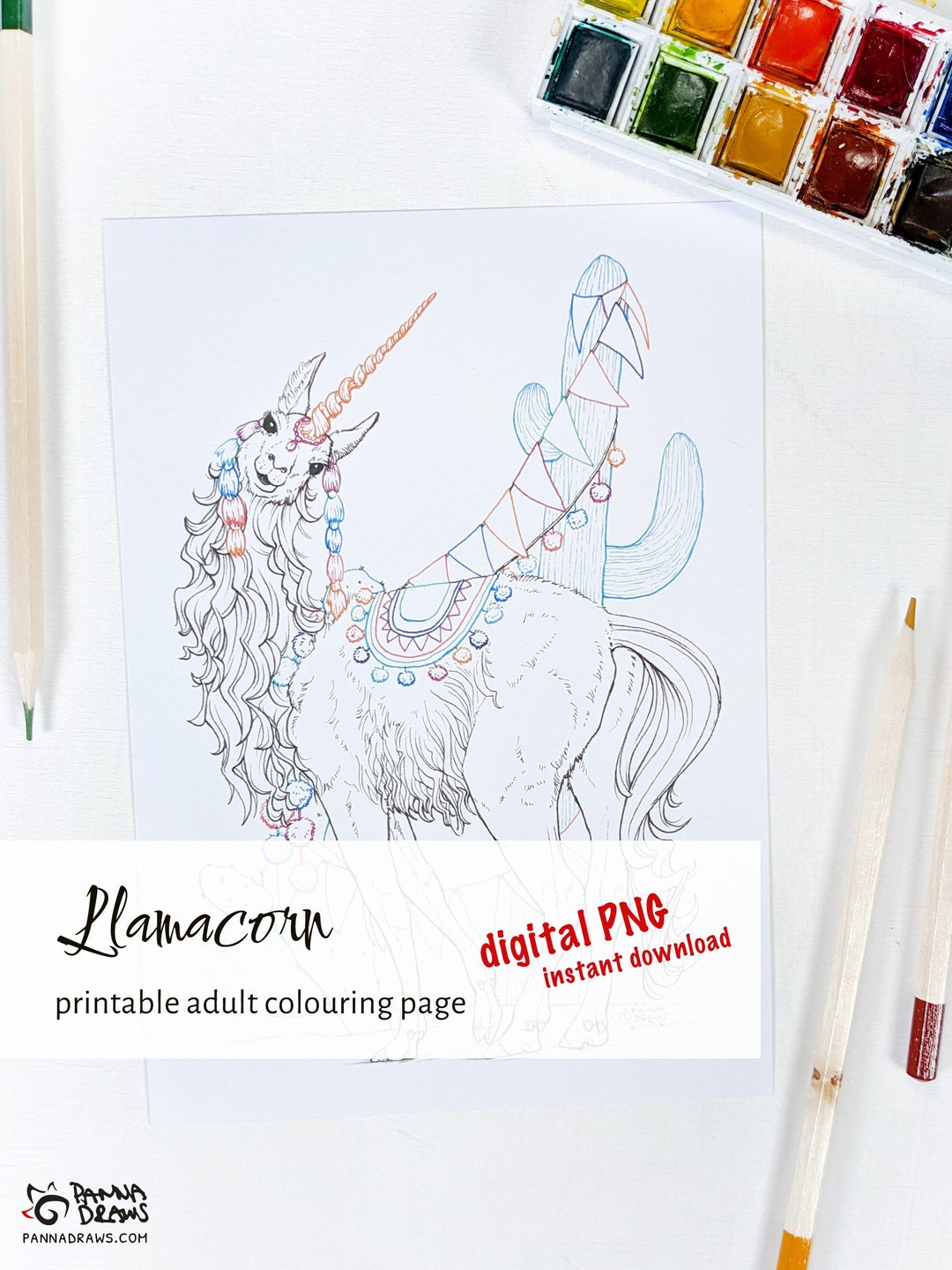 Llamacorn Instant Download Printable Fantasy Coloring Page - Etsy