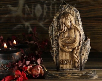 Sigyn, Pagan altar, Viking decor, Goddess statue Asatru altar Celtic goddess Wooden statue Wood carving Norse gods Wood art Goddess figurine