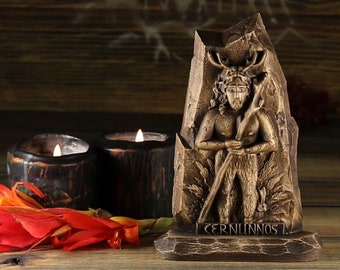 Cernunnos Statue: Ash Wood Norse Pagan Altar Decor