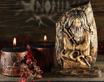 Njord, Njord statue, Wood carving, Viking decor Wood sculpture Norse pagan Asatru Norse mythology Wooden statue Freya Skadi Wiccan altar kit