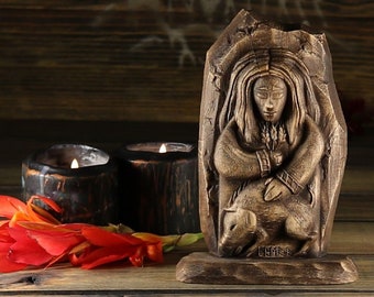 Freyr Statue: Nordischer Gott Holzschnitzerei, Wikinger Dekor