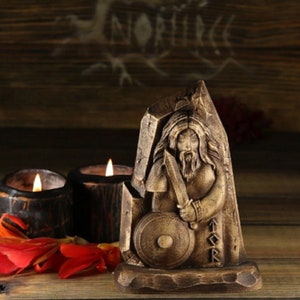 Tyr statue, Norse gods, Tyr, Wooden statue Norse altar Odin statue Viking decor Asatru Wood carving Altar kit Valhalla Pagan altar statue