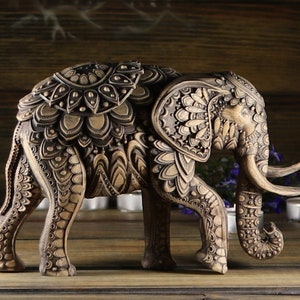 Wooden elephant, Elephant sculpture, Elephant figurine Elephant statue Elephant decor Black elephant Wood carving Hinduism Wood sculpture