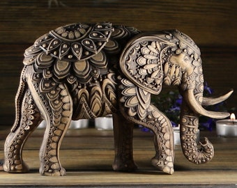 Wooden elephant, Elephant sculpture, Elephant figurine Elephant statue Elephant decor Black elephant Wood carving Hinduism Wood sculpture