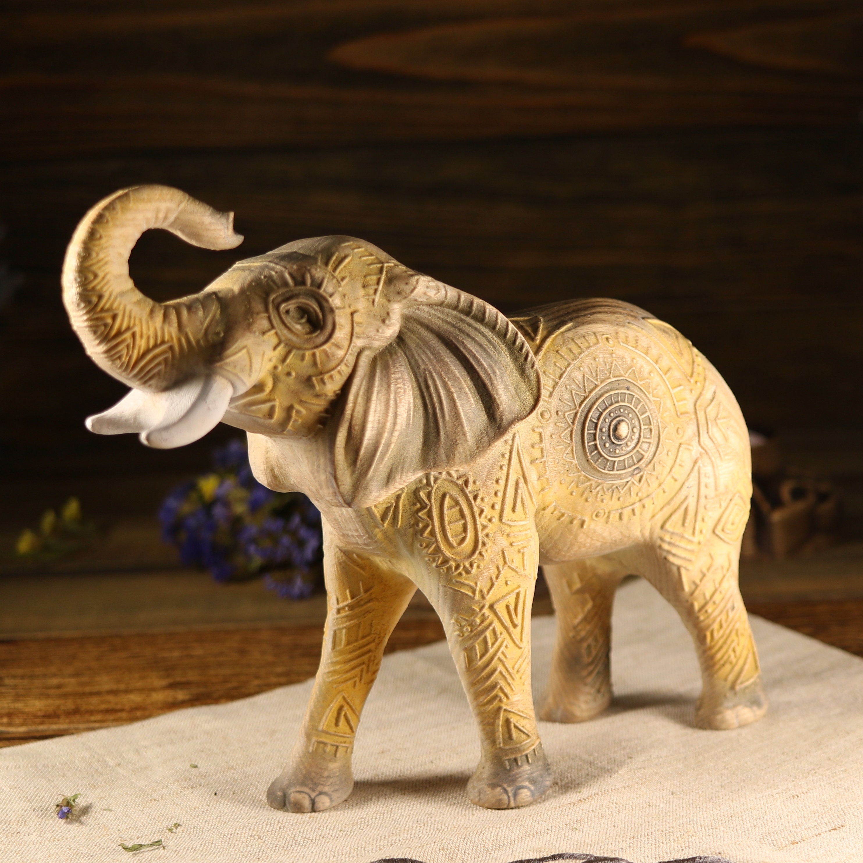 Éléphant d'Afrique en bois massif (1) - Bois Éléphant d'Afrique en bois massif (1) - Bois