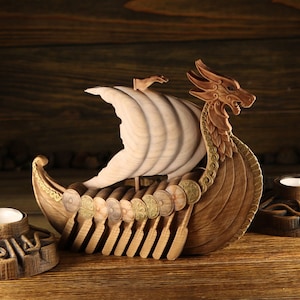 Viking dragon boat Drakkar Viking ship Drakkar ship Viking dragon Wooden boat Viking longship Boat statue Viking mythology Viking room decor