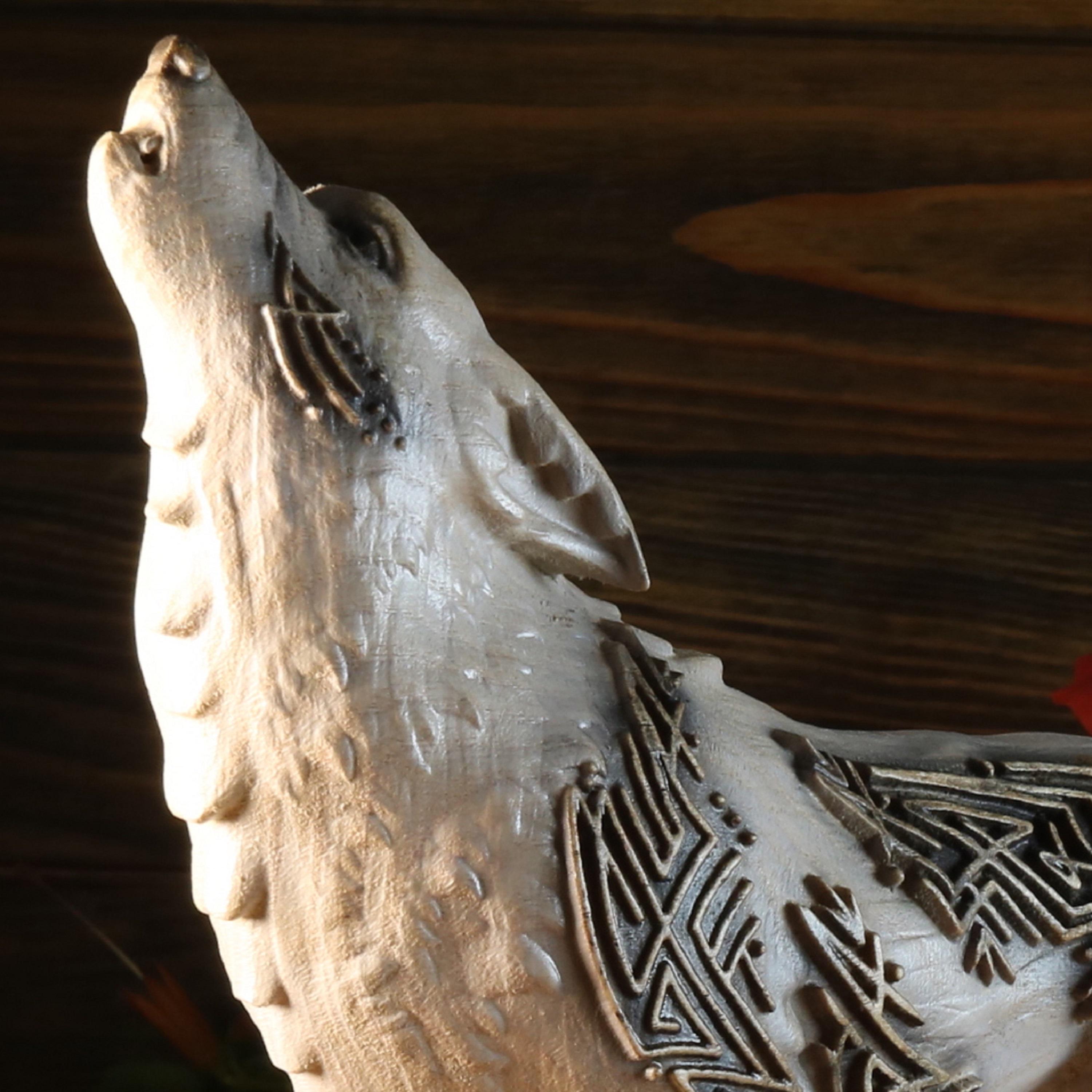 Ash Wood Norse Wolf Statue: Celtic Decor Carved - Etsy