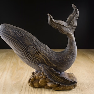 Ballena de madera, Escultura de ballena, Talla de madera de ballena Ballena de madera Mitología griega Ballena jorobada Decoración de ballena Escultura de madera Arte de ballena azul