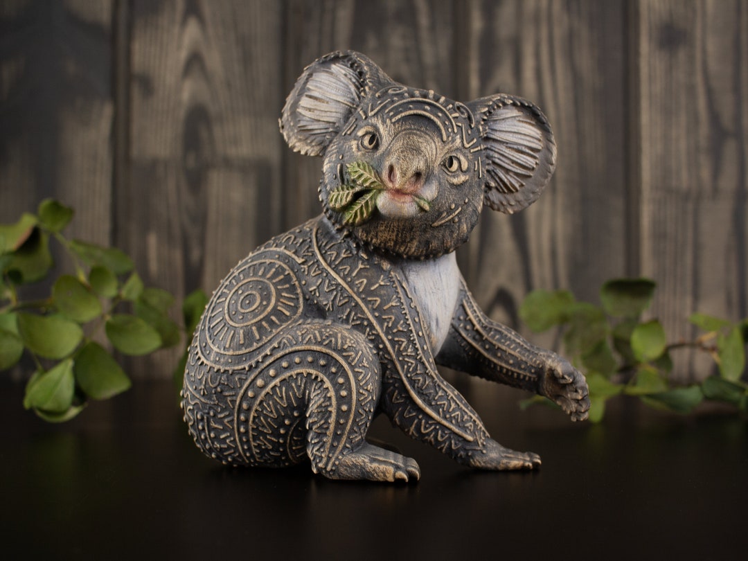 Koala Statue Bear Sculpture Wooden Bear Koala Figurine Koala Gifts