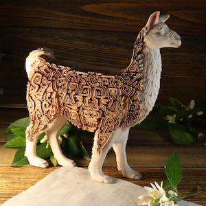 Lama-Statue, Holz-Lama Lama-Figur Holz-Alpaka, Lama-Alpaka, Alpaka-Figur Lama-Geschenke Lama-Kunst Holztier Lama-Dekor-Tiere