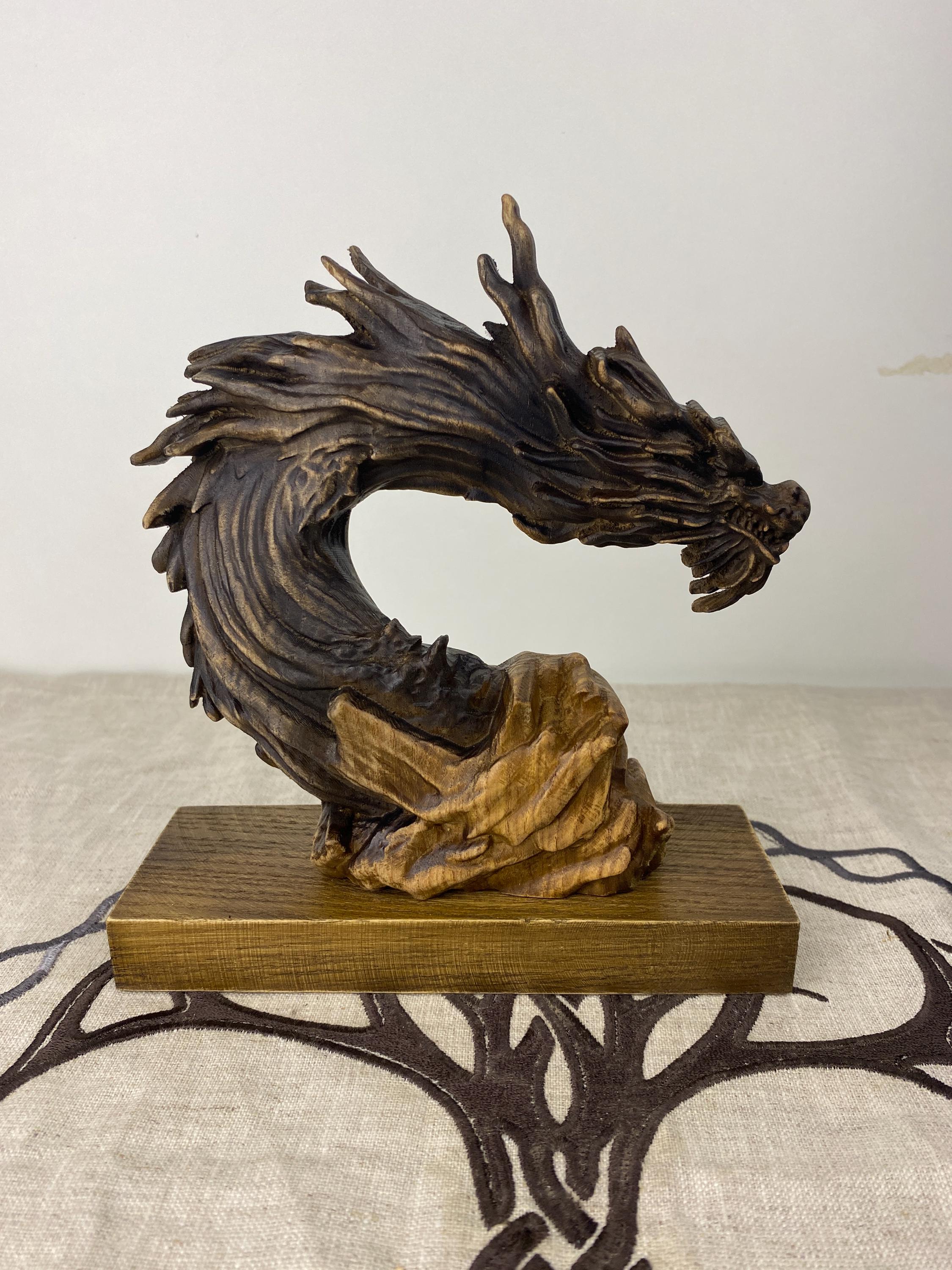 Wood dragon statue - Etsy 日本