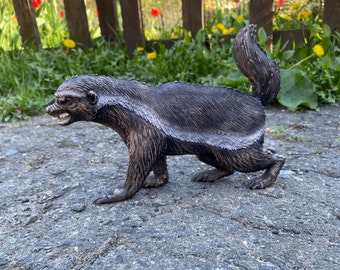 Honey badger Badger figurine Animal totem  Wooden honey badger Spirit animal Angry honey badger Wood carved animal African animal Animal art