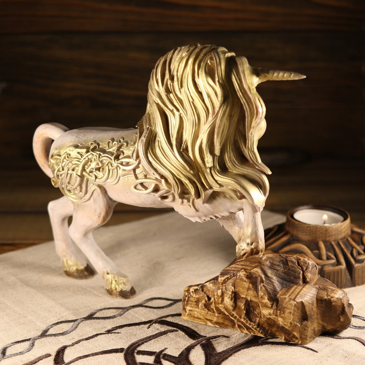 Figurine Licorne My Favorite Fantasie - Statue Décorative Blanche En Résine Peinte à La Main