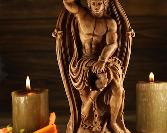 Lucifer altar Lucifer statue Demon statue Satan statue Fallen angel Occult décor Devil statue Devil art Witchcraft Satanism Woodcarving