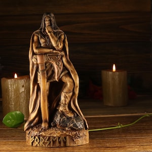 Forseti Statue: Norse God of Justice, Ash Wood Carving Viking Asatru
