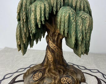 Celtic Willow Tree Statue, Carved Wood Pagan DecorCeltic  Wooden
