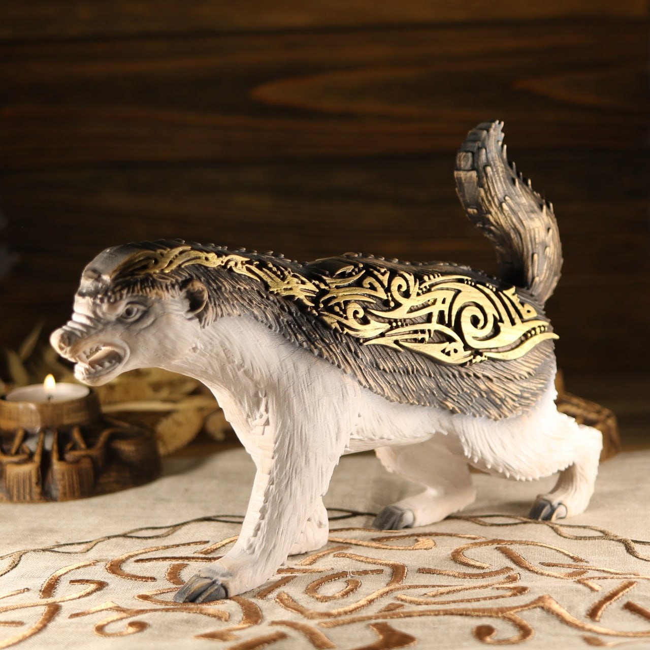 T*A様 Q Honey Badger タンカラー 置物 Honey Badger Badger Figurine Wood Honey Badger Spirit Animal