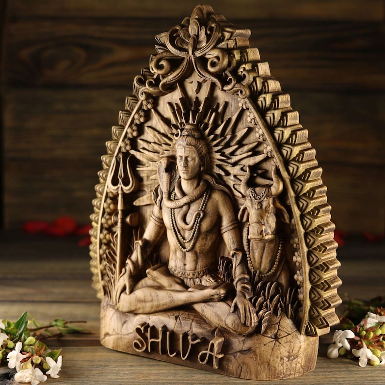 Estatua de Shiva, Señor Shiva, dioses hindúes, arte hindú Siva estatuas hindúes Om namah shivay Trishula deidad hindú Rudra decoración hindú altar hindú imagen 3