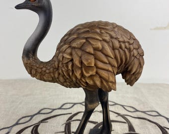 Wooden Emu Sculpture – Rustic Bird Decor, Nature Inspired Home Accent