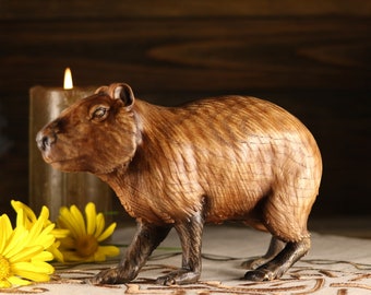 Figura de carpincho Carpincho de maderaTotem animal Lindo capibara Sudamérica animal Espíritu animal Carpincho arte Carpincho regalo Madera tallada animal